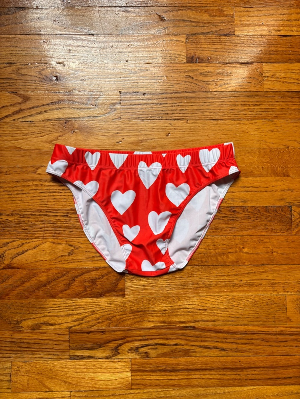 Men's Red Heart-Print Swim Briefs - Patrick Church